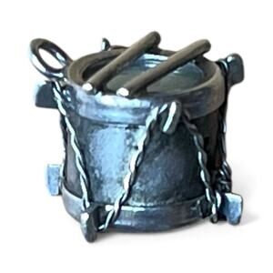 925 Sterling Silver Vintage Real Mother-of-Pearl Drum Charm Pendant Double Sided